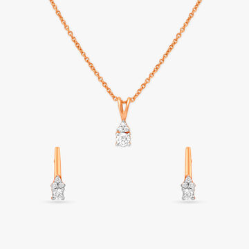 Chic Petite Diamond Pendant with Chain and Earrings Set