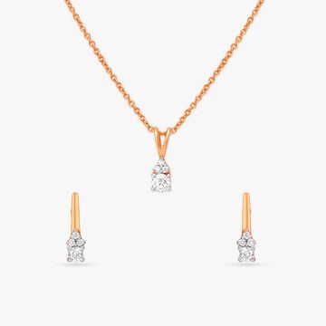 Chic Petite Diamond Pendant with Chain and Earrings Set