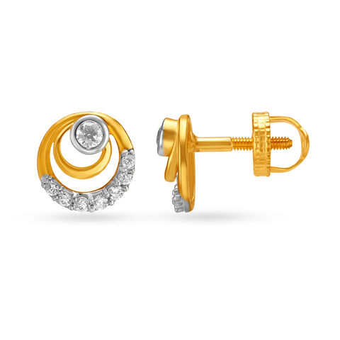 Adorable Concentric Design Gold Stud Earrings