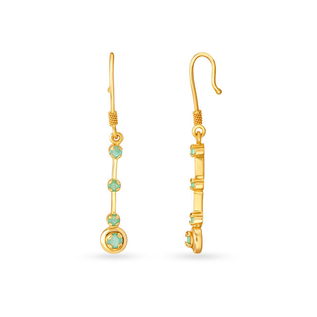 Sleek Emerald and Gold Hoop Earrings,,hi-res image number null