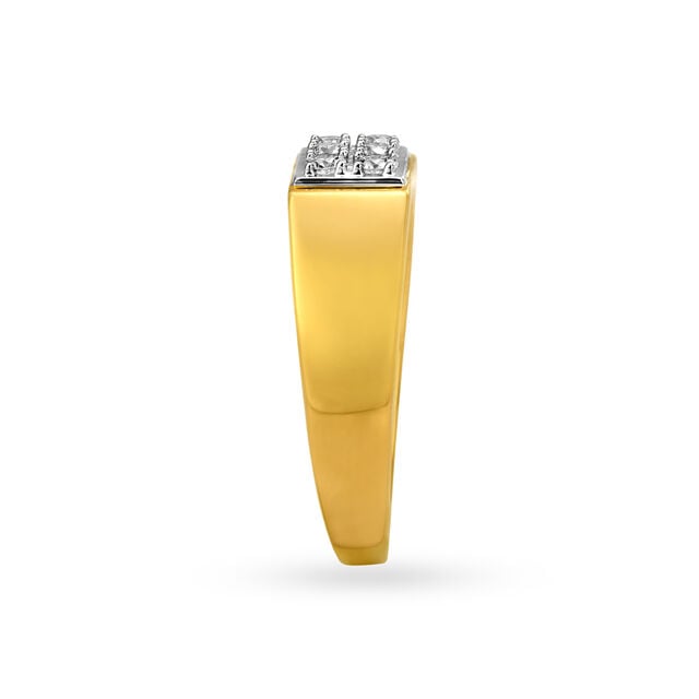 Traditional Rectangle Motif Diamond Finger Ring For Men,,hi-res image number null
