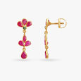 Resplendent Petals Ruby Floral Pendant with Chain and Earrings Set,,hi-res image number null