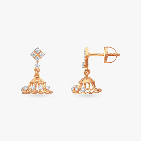 Scallop Swirls Diamond Jhumka Earrings