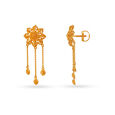 Beguiling Floral Motif Gold Drop Earrings,,hi-res image number null