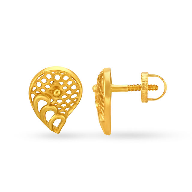 Contemporary Surreal Gold Stud Earrings,,hi-res image number null