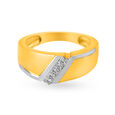 Bold Glossy Diamond and Gold Finger Ring for Men,,hi-res image number null