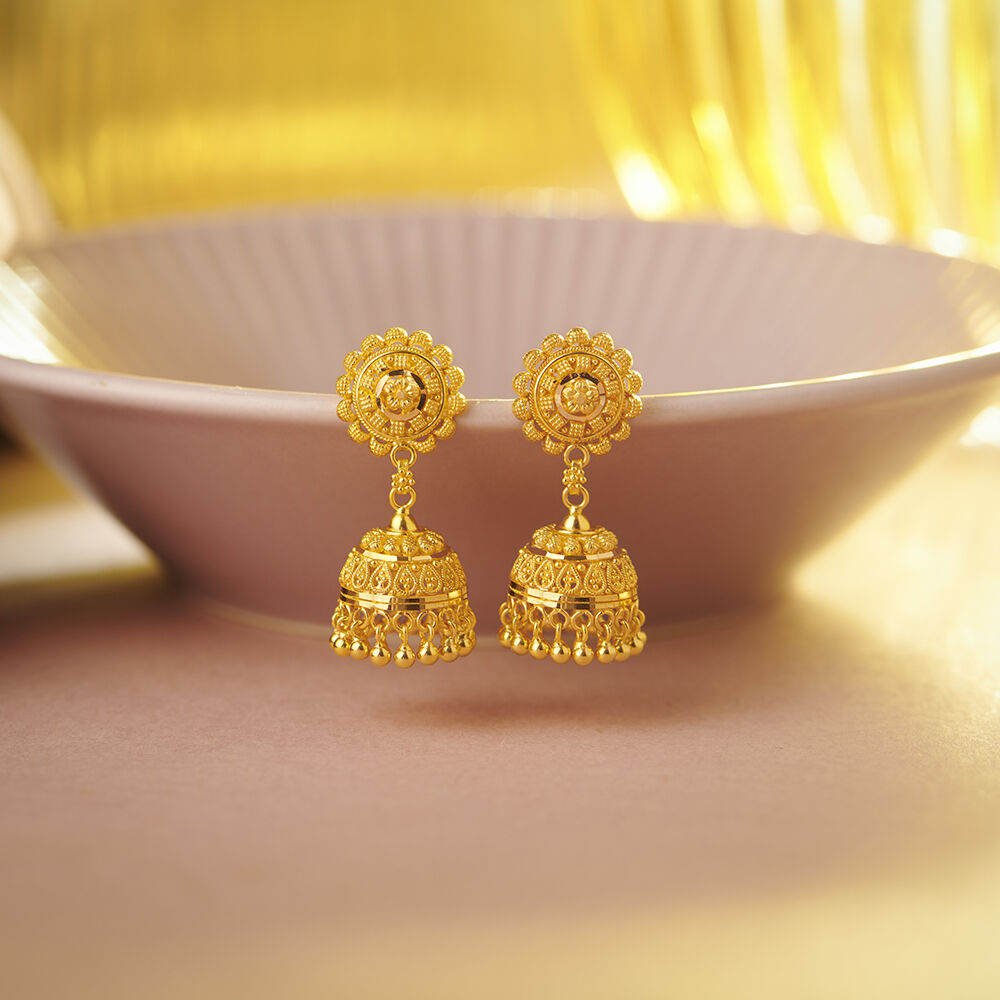 German Silver Gold plated Stud Jhumka Earrings for girls and women | K M  HandiCrafts India