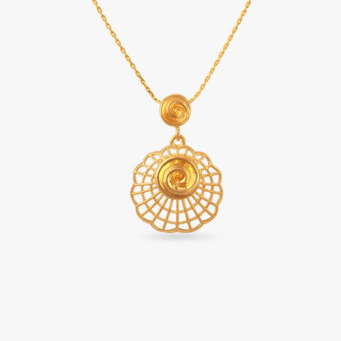 Spiral Lattice Gold Pendant