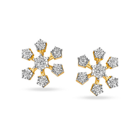 Starburst Cluster Diamond Stud Earrings