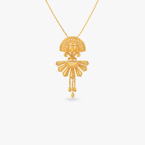Sunlit Elegance Gold Pendant and Earrings Set