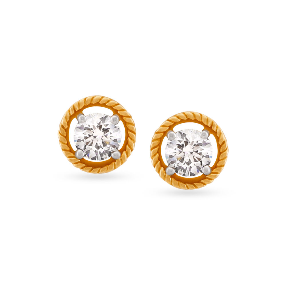 Contemporary Single Stone Diamond Stud Earrings