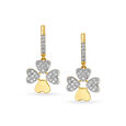 14KT Yellow Gold Diamond Drop Earrings With Floral Design,,hi-res image number null