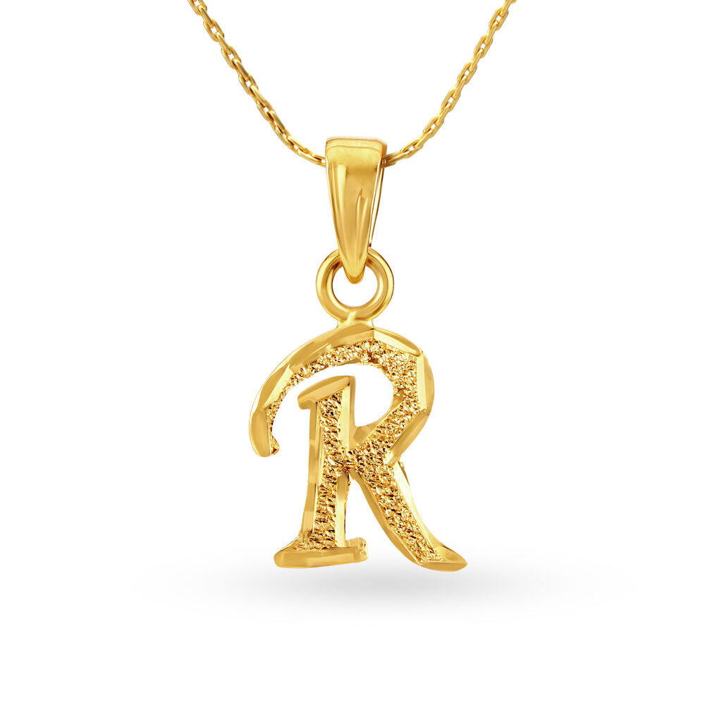 Elegant Yellow Gold Alphabet R Pendant