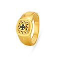 Cross and Dot Pattern Gold Finger Ring For Men,,hi-res image number null