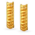 Artistic 22 Karat Yellow Gold Ridged Hoop Earrings,,hi-res image number null