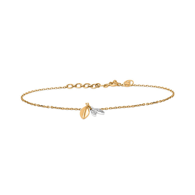 14 KT Yellow And White Double Layered Charm Chain Bracelet,,hi-res image number null