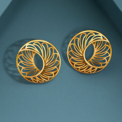 Circular Gold Stud Earrings
