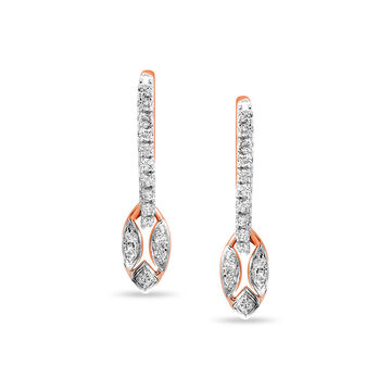 14Kt Rose Gold Glistening Droplets Diamond Drop Earring