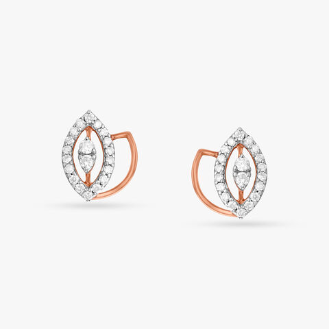 Leafy Shimmer Diamond Stud Earrings