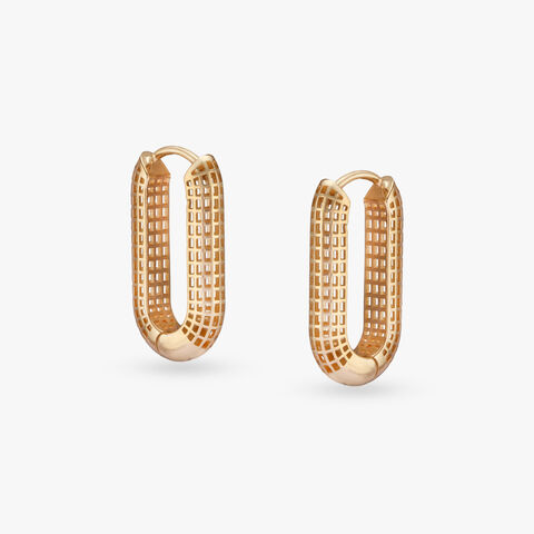 Textured Elegance Gold Hoop Earrings
