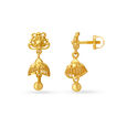 Floral Motif Gold Jhumka Earrings,,hi-res image number null