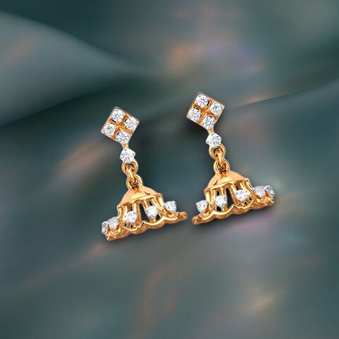 Scallop Swirls Diamond Jhumka Earrings