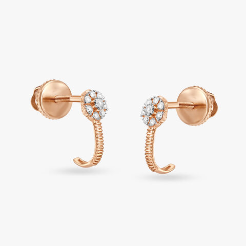 Blossom Brilliance Diamond Flower and Gold Stud  Earrings