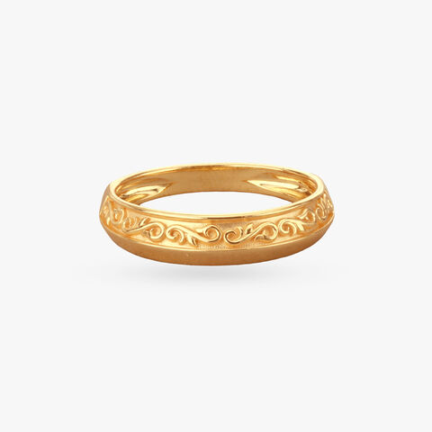 Engraved Gold Finger Ring For Men