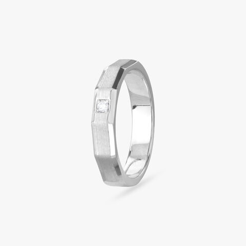 Smooth Luxe Platinum and Diamond Finger Ring for Men