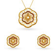 Intricate Floral Pendant and Earrings Set,,hi-res image number null