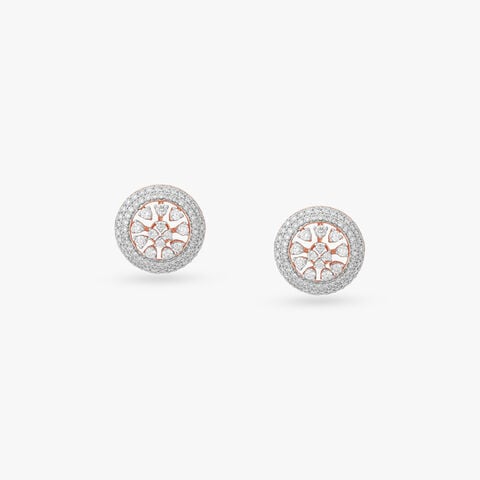 Petal Orbit Diamond Stud Earrings