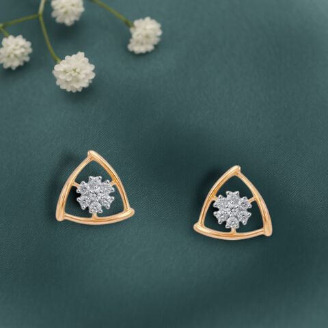 Triangle Bloom Diamond Stud Earrings