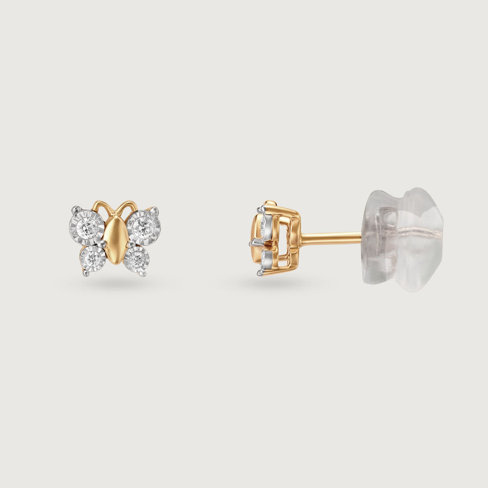 Twilight Butterfly 14KT Gold Diamond Stud Earrings
