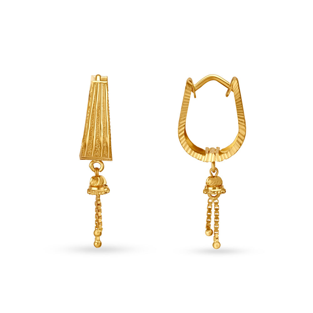 Contemporary Floral Gold Jhumka Earrings