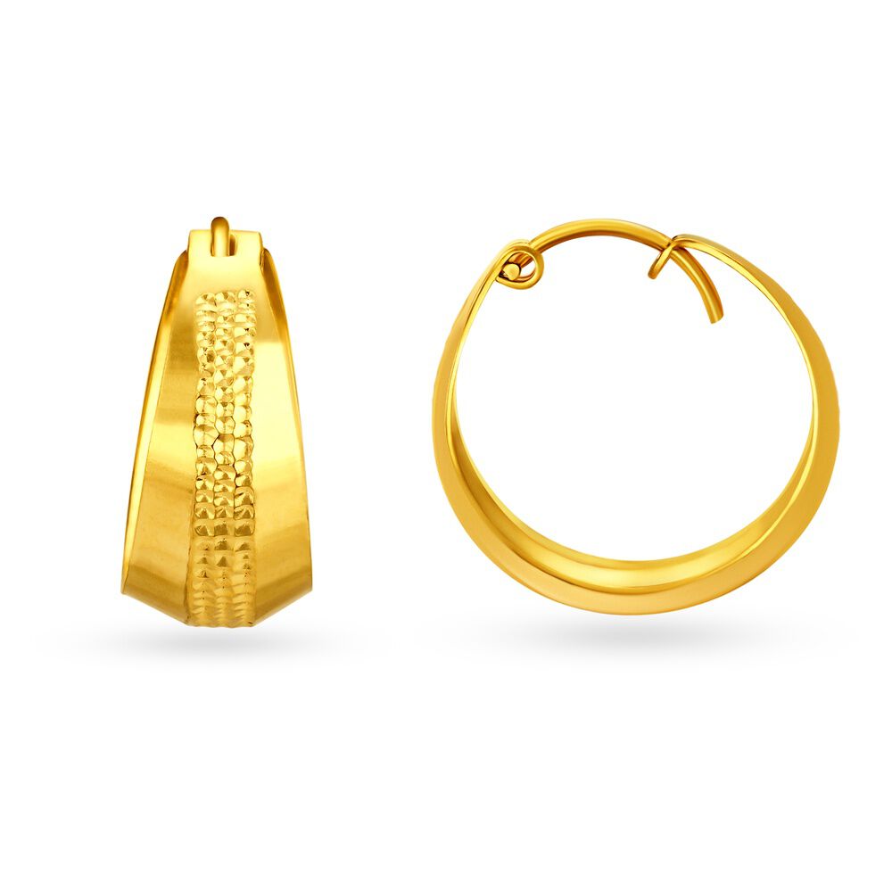 Exquisite 22 Karat Yellow Gold Bali Style Textured Hoop Earrings