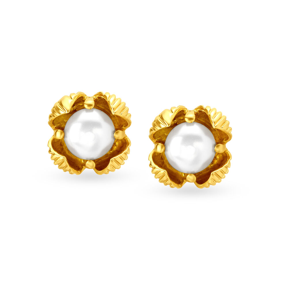 Pearl gold earrings hot sale tanishq
