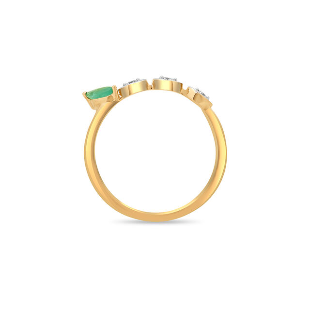 14 KT Yellow Gold Spellbound Whispers Emerald Finger Ring,,hi-res image number null