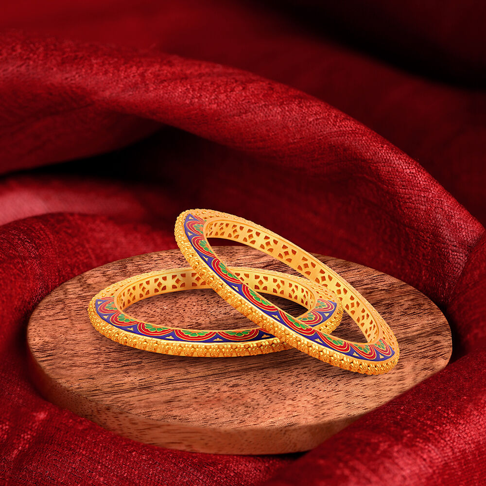 Enamel gold bangle designs on sale