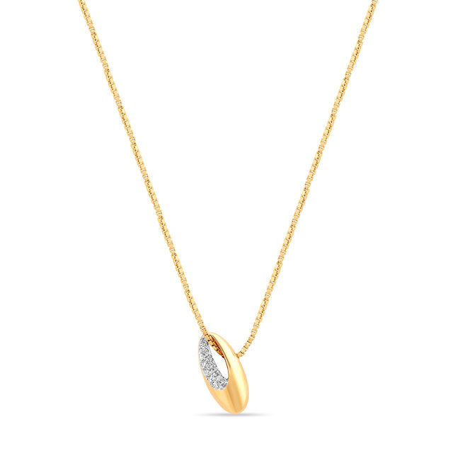 14 KT Yellow Gold Brilliant Oval Diamond Pendant with Chain,,hi-res image number null