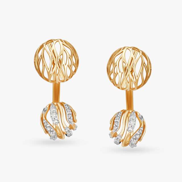 Golden Dollops Diamond Drop Earrings,,hi-res image number null