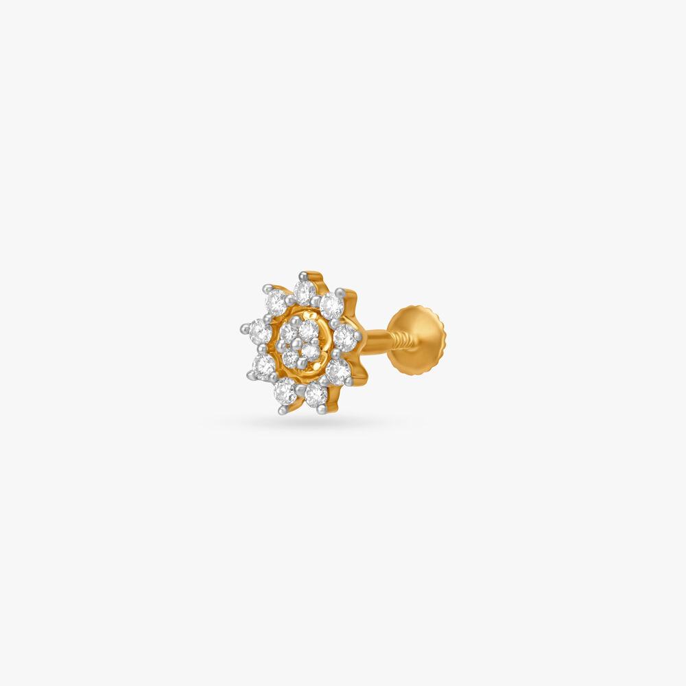 Buy Mia by Tanishq 18KT Yellow Gold Diamond Nose Pin at Best Price | Tanishq  UAE