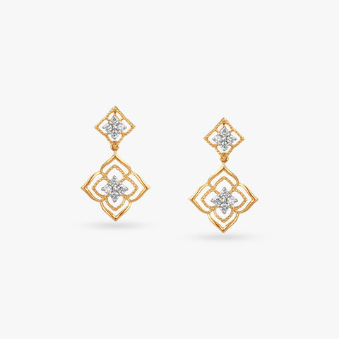 Petal Lattice Diamond Drop Earrings