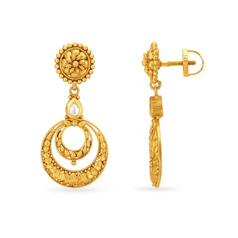 Circlet Design Gold Drop Earrings
