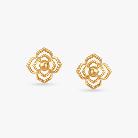 Geo Blossom Gold Stud Earrings