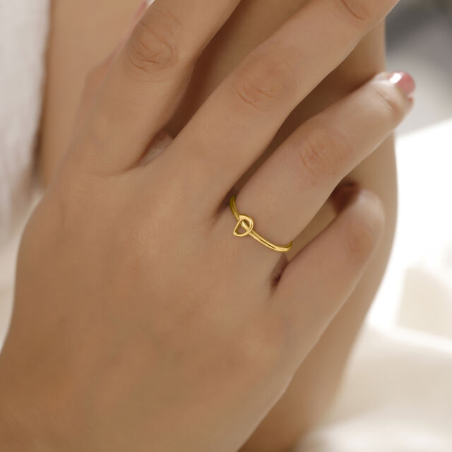 Letter D 14KT Yellow Gold Initial Ring