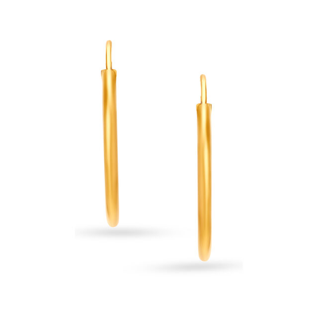 22 KT Yellow Gold Charming Minimal Hoop Earrings,,hi-res image number null