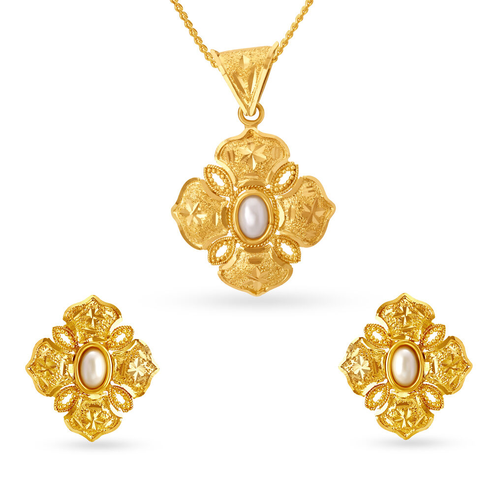 Buy Estele GoldPlated Black Enamel Pendant  Earring Set for Women Online  At Best Price  Tata CLiQ