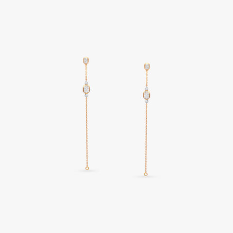 Octagon Loop Diamond Drop Earrings