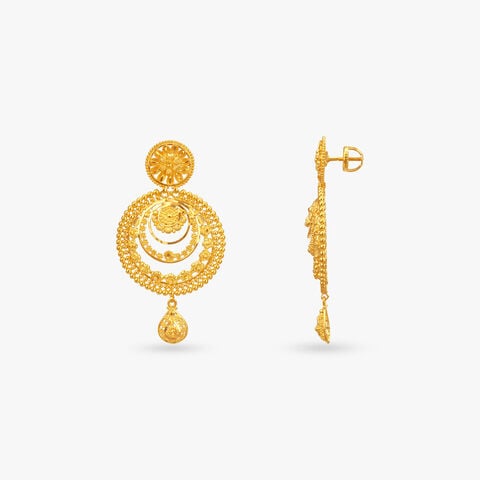 Golden Ruffles Gold Drop Earrings