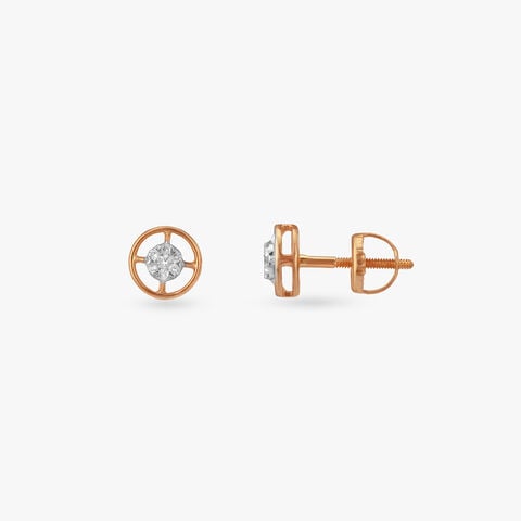 Radiant Circle Diamond Stud Earrings